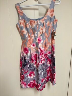 Nine West Gray Dress with Pink and Peach Floral Print
